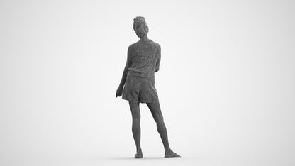 3D people model woman casual standing, scanned human for 3ds Max rendering, wireframe front view