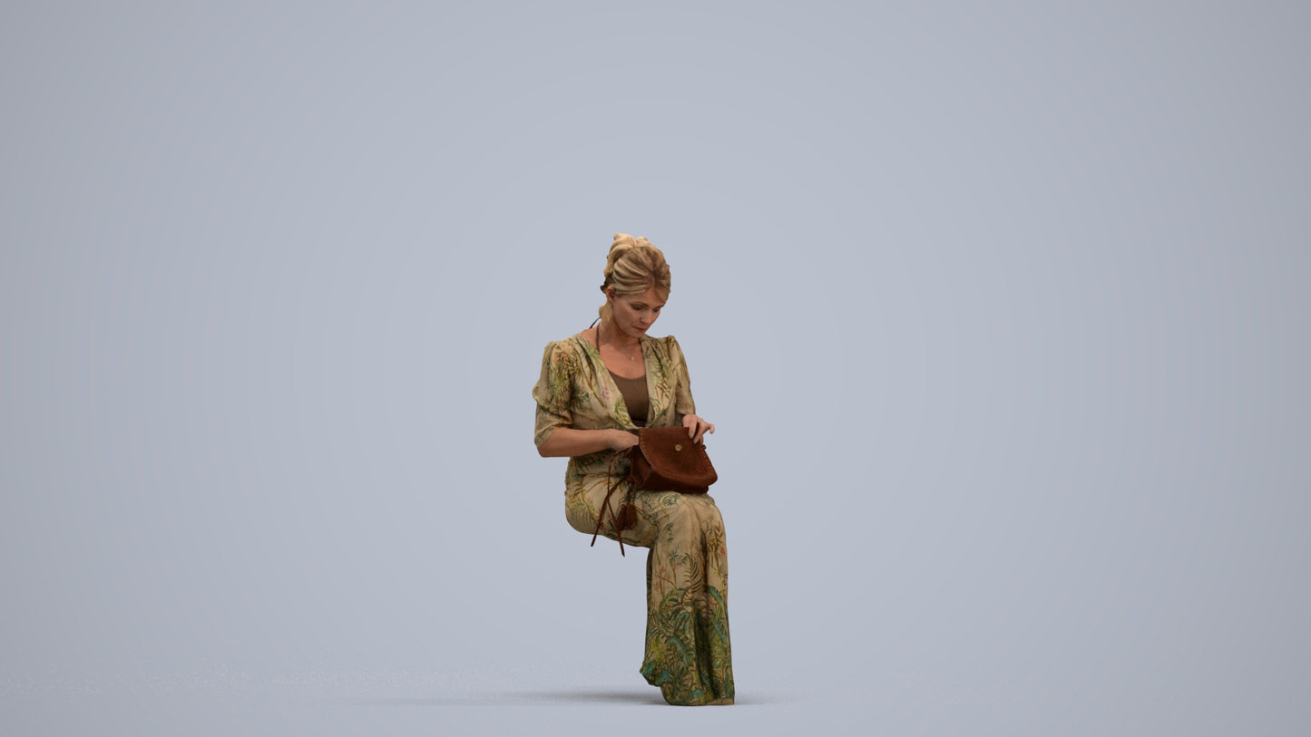 3D people model woman casual standing, scanned human for 3ds Max rendering, standing pose render