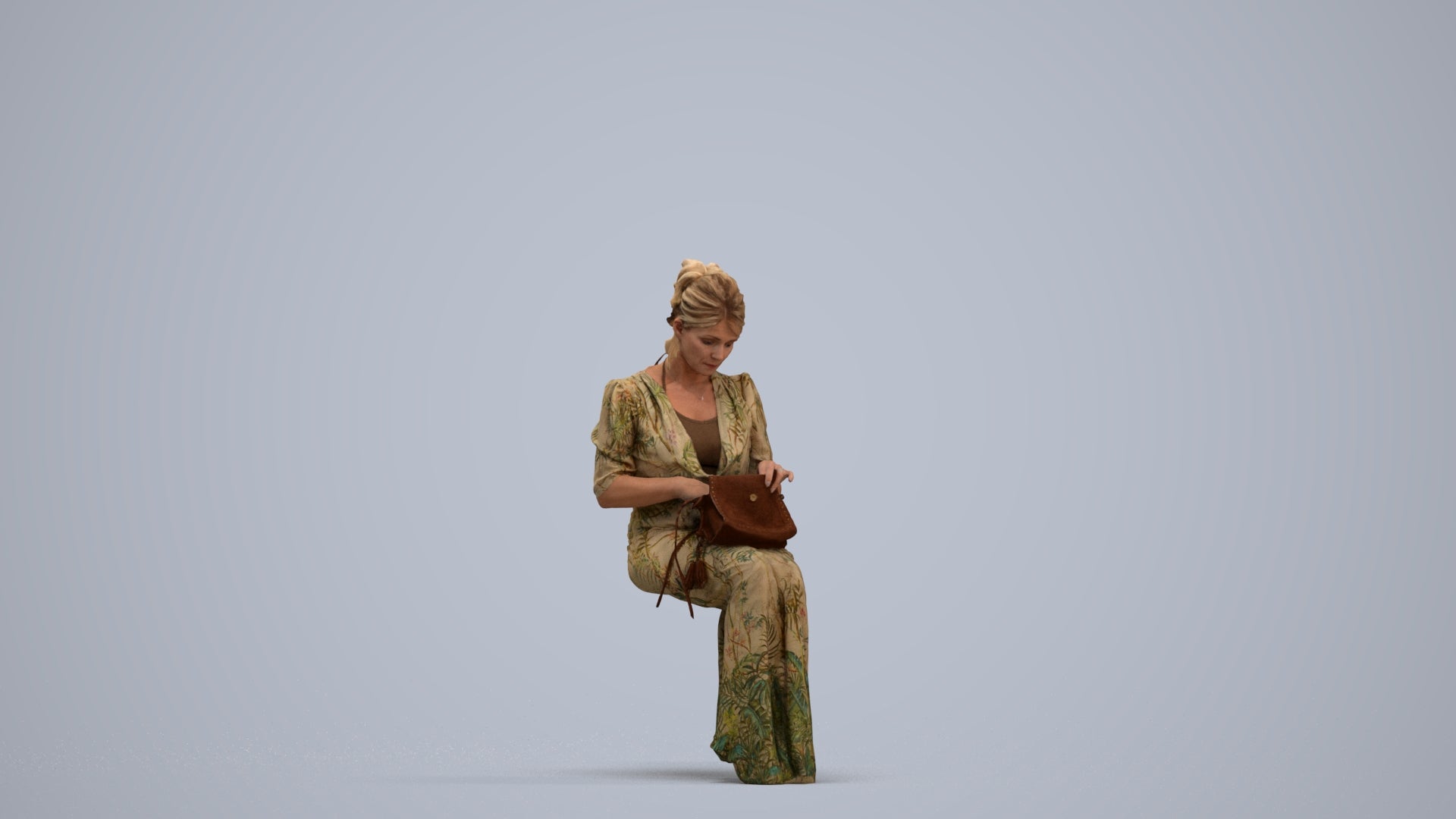 3D people model woman casual standing, scanned human for 3ds Max rendering, standing pose render