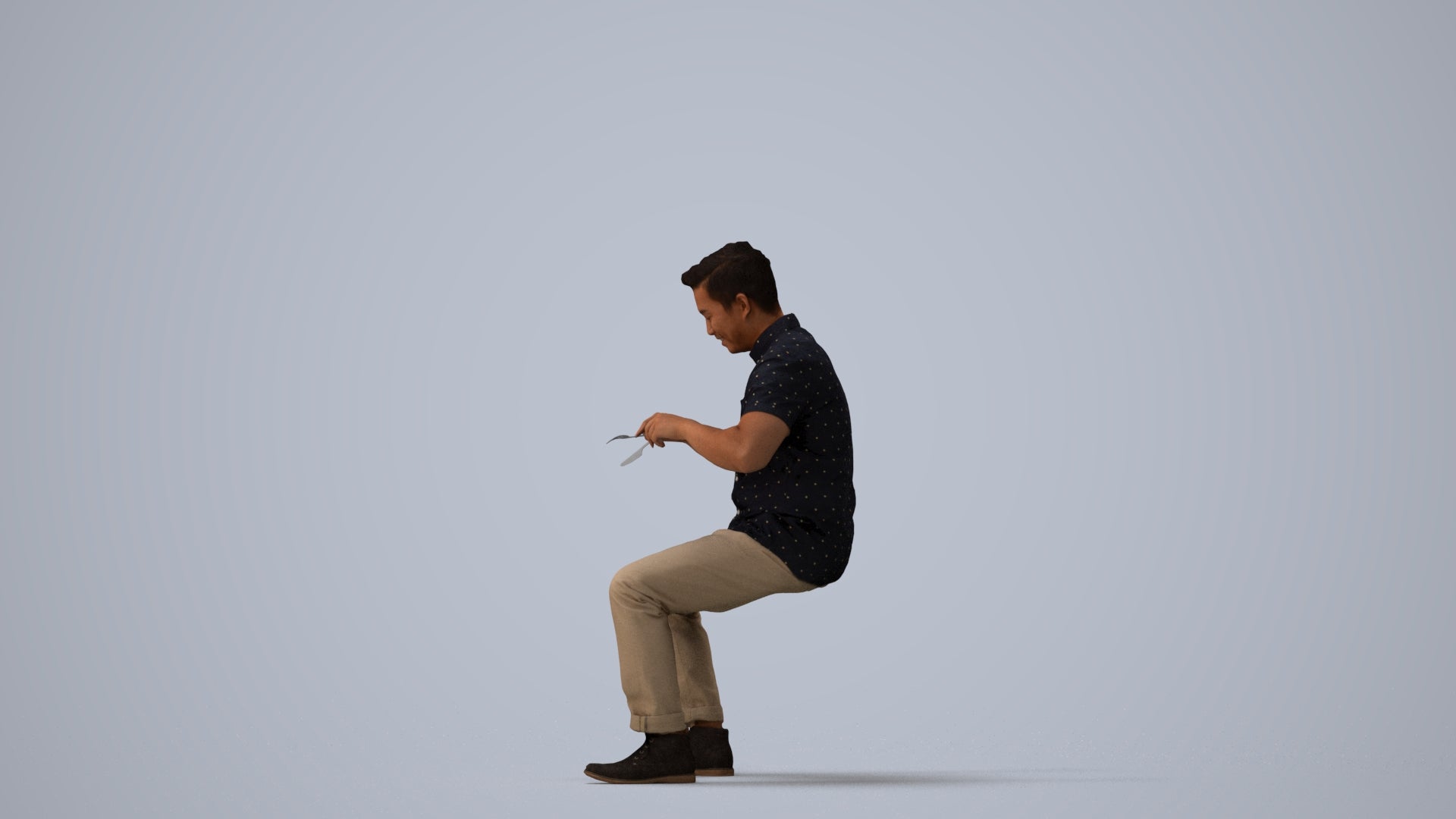 scanned 3D man casual business, photogrammetry people for Enscape and V-Ray, three-quarter view render