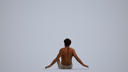 3D human model man pool, photogrammetry scanned person for archviz, front view render
