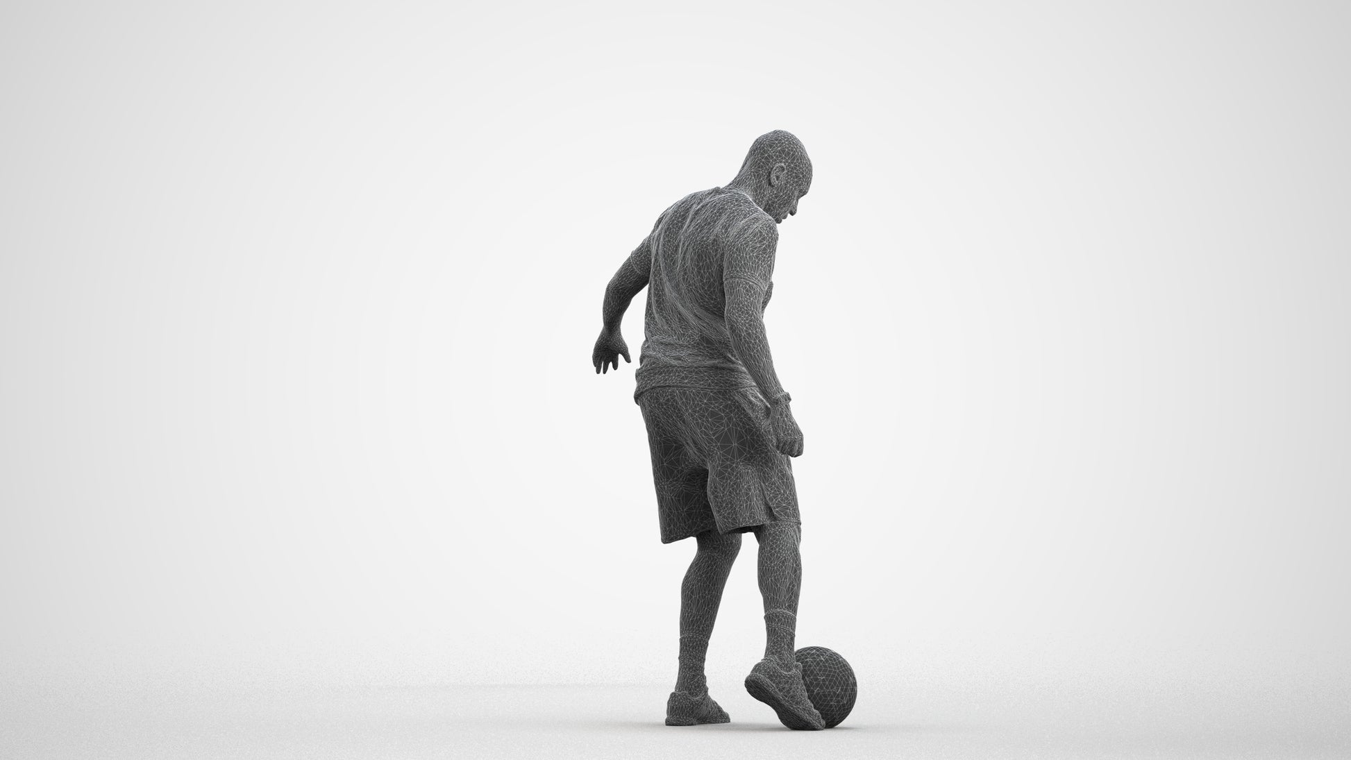 3D people model man sport, scanned human for 3ds Max rendering, wireframe front view