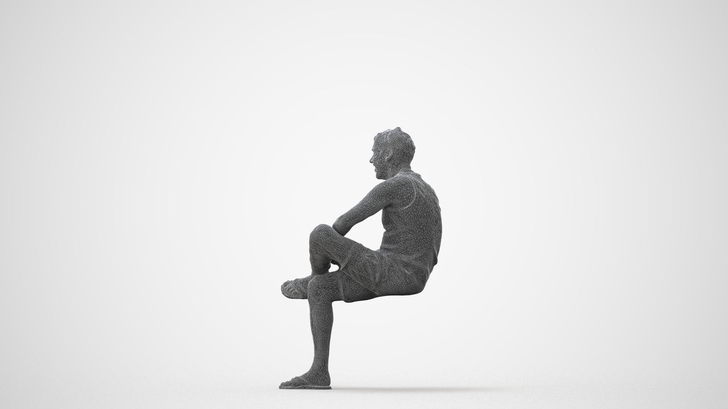 3D people model man casual sitting, scanned human for 3ds Max rendering, square thumbnail