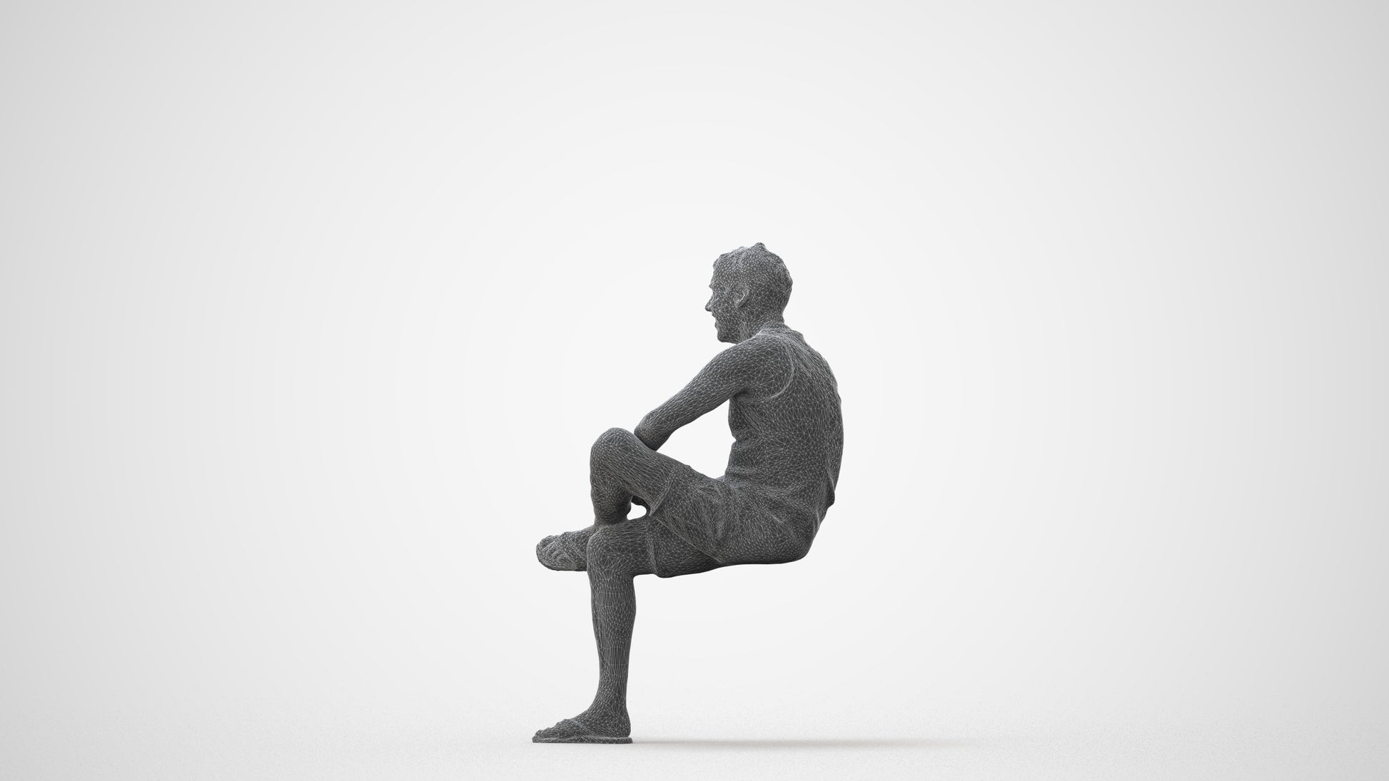 3D people model man casual sitting, scanned human for 3ds Max rendering, square thumbnail