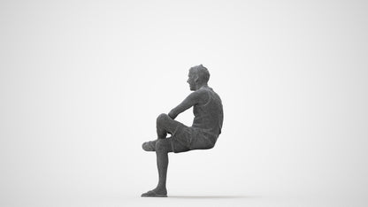 3D people model man casual sitting, scanned human for 3ds Max rendering, square thumbnail
