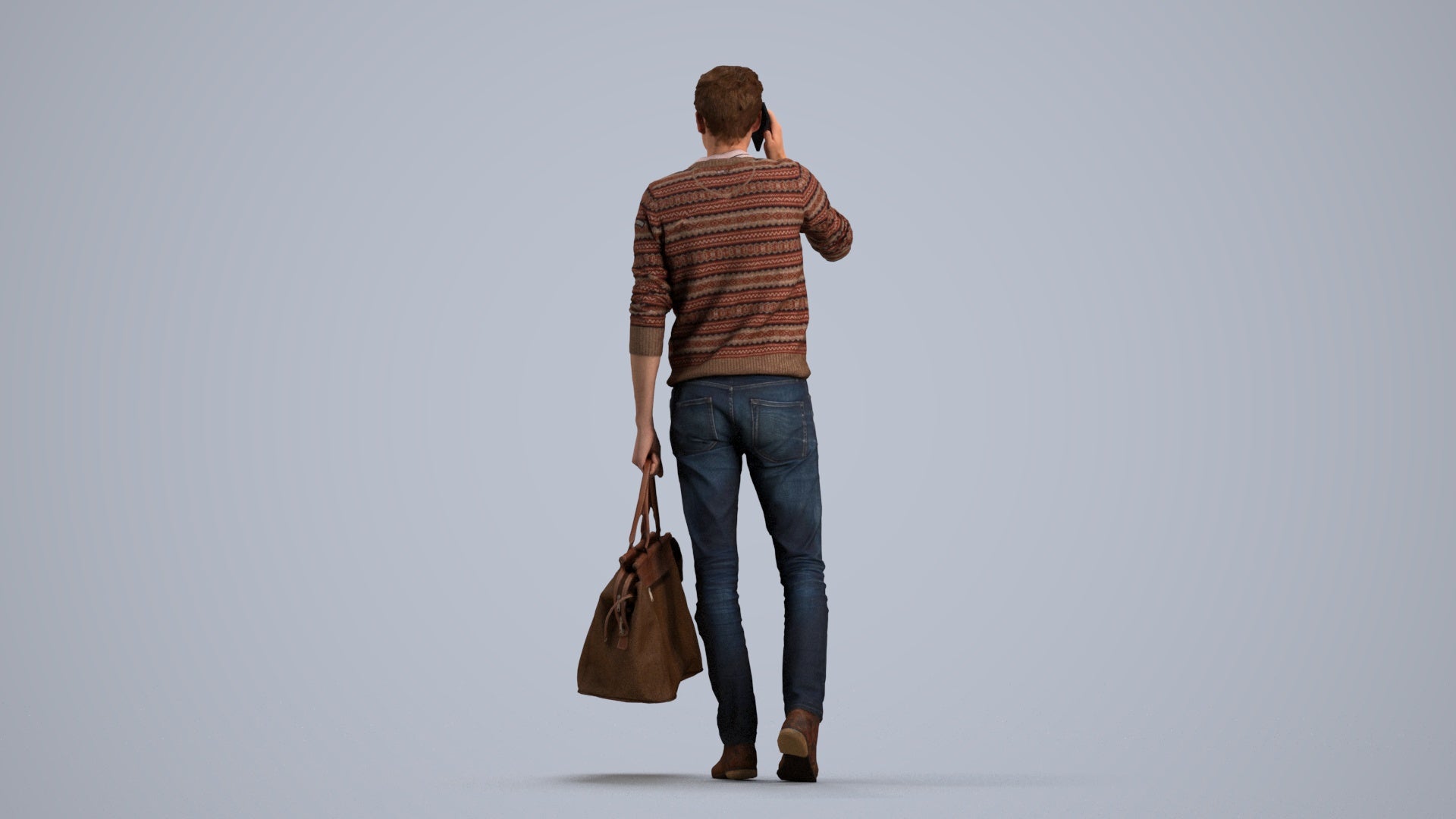 photogrammetry 3D man casual standing, realistic human model archviz FBX, front view render