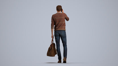 photogrammetry 3D man casual standing, realistic human model archviz FBX, front view render