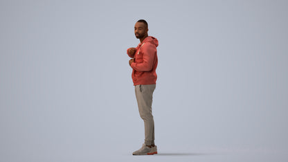 photogrammetry 3D man sport standing, realistic human model archviz FBX, three-quarter view render
