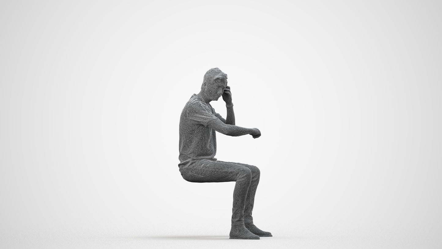 3D people model man casual couple, scanned human for 3ds Max rendering, wireframe side view