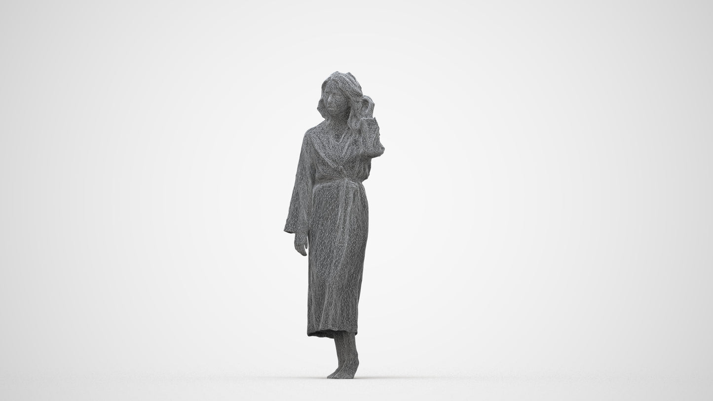 3D people model woman business standing, scanned human for 3ds Max rendering, wireframe back view