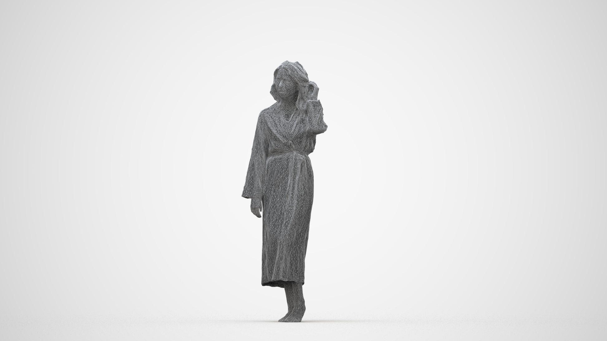 3D people model woman business standing, scanned human for 3ds Max rendering, wireframe back view
