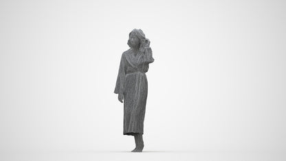3D people model woman business standing, scanned human for 3ds Max rendering, wireframe back view