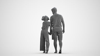 realistic 3D human girl casual kids, archviz people FBX OBJ for Blender, wireframe front view