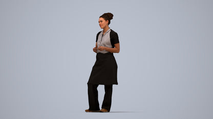scanned 3D woman hospitality, photogrammetry people for Enscape and V-Ray, top-down view render