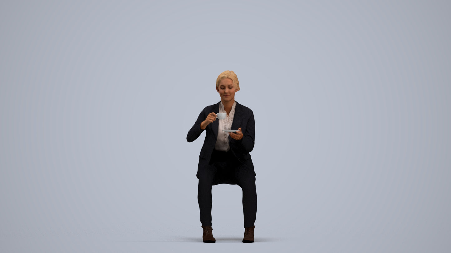 scanned 3D woman business, photogrammetry people for Enscape and V-Ray, standing pose render
