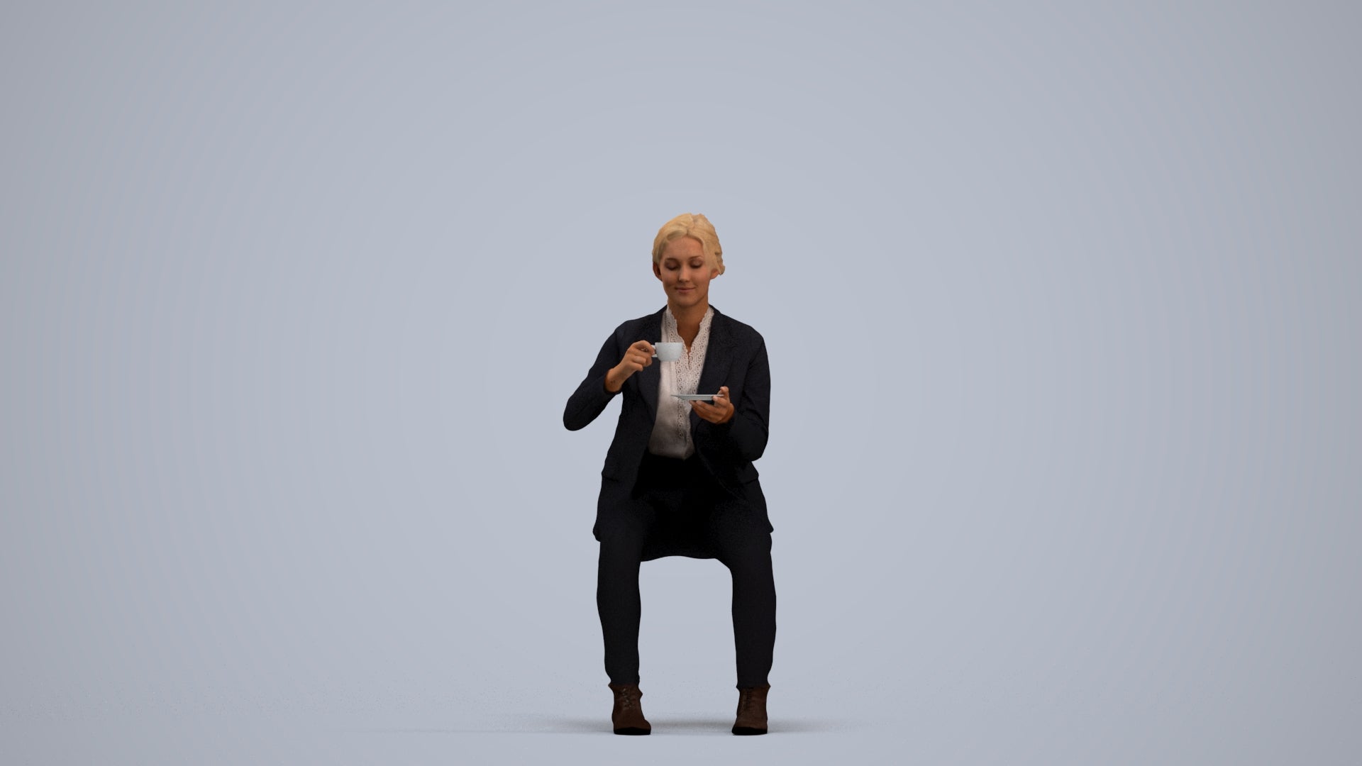 scanned 3D woman business, photogrammetry people for Enscape and V-Ray, standing pose render