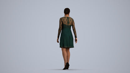 realistic 3D human woman formal formalaffairs, archviz people FBX OBJ for Blender, front view render