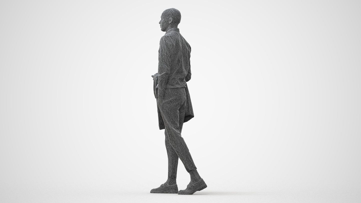 photogrammetry 3D man business walking, realistic human model archviz FBX, square thumbnail