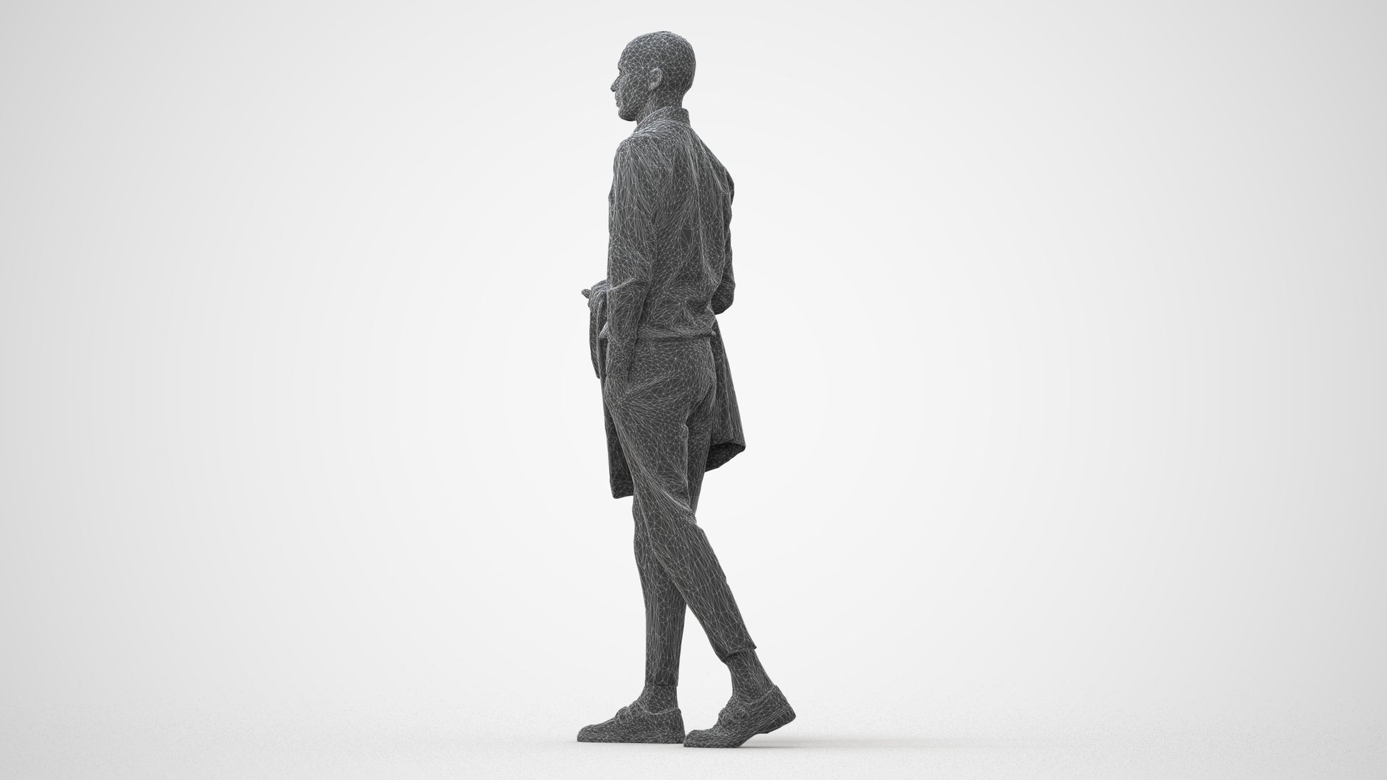 photogrammetry 3D man business walking, realistic human model archviz FBX, square thumbnail
