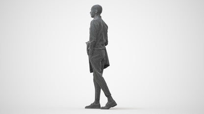 photogrammetry 3D man business walking, realistic human model archviz FBX, square thumbnail