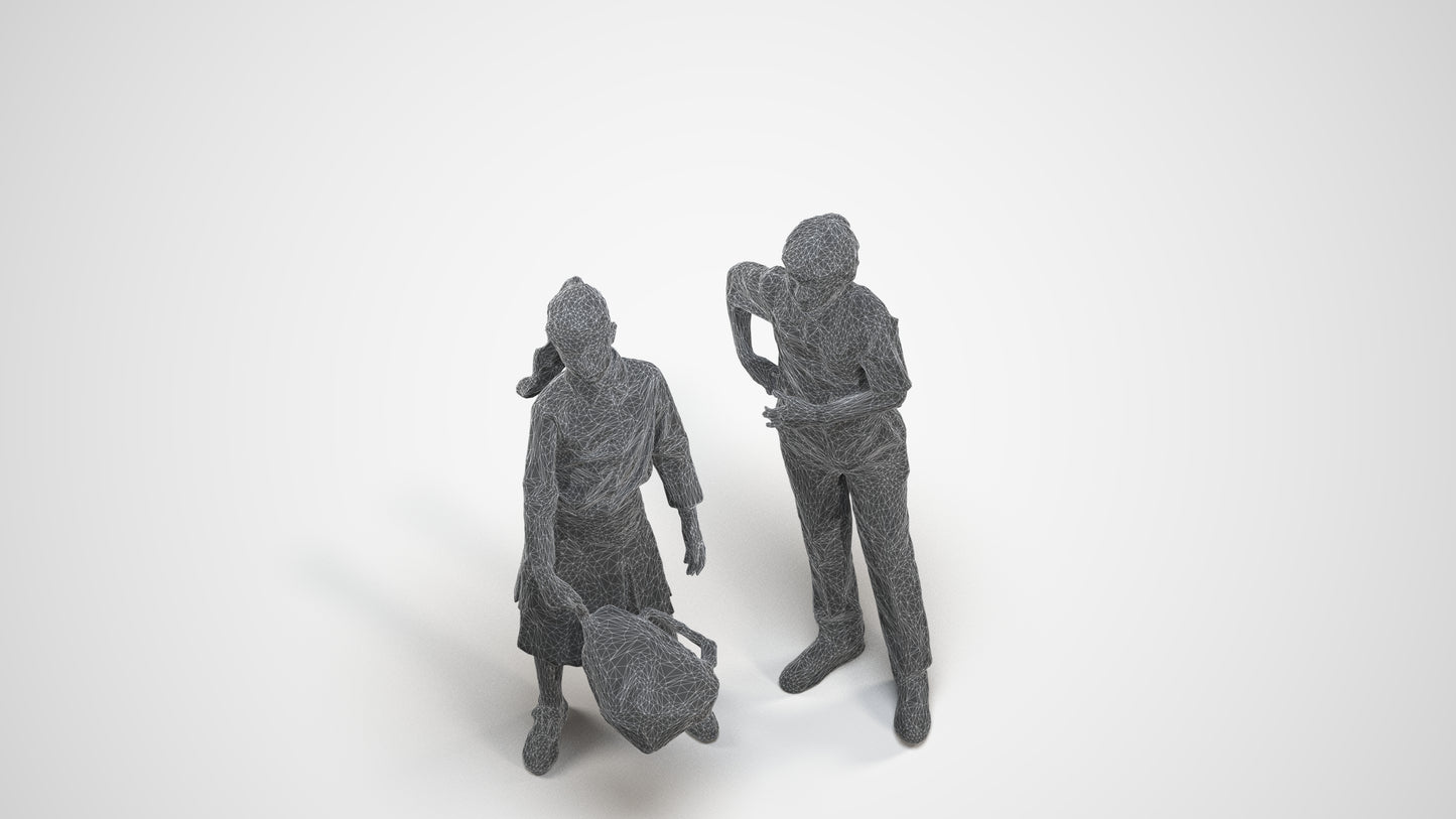 photogrammetry 3D girl kids, realistic human model archviz FBX, wireframe three-quarter view