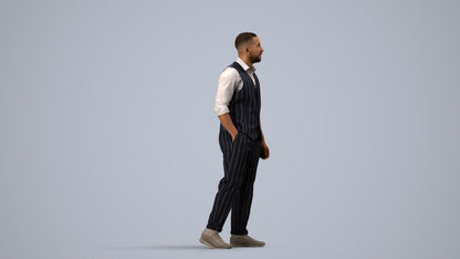scanned 3D man business, photogrammetry people for Enscape and V-Ray, side view render
