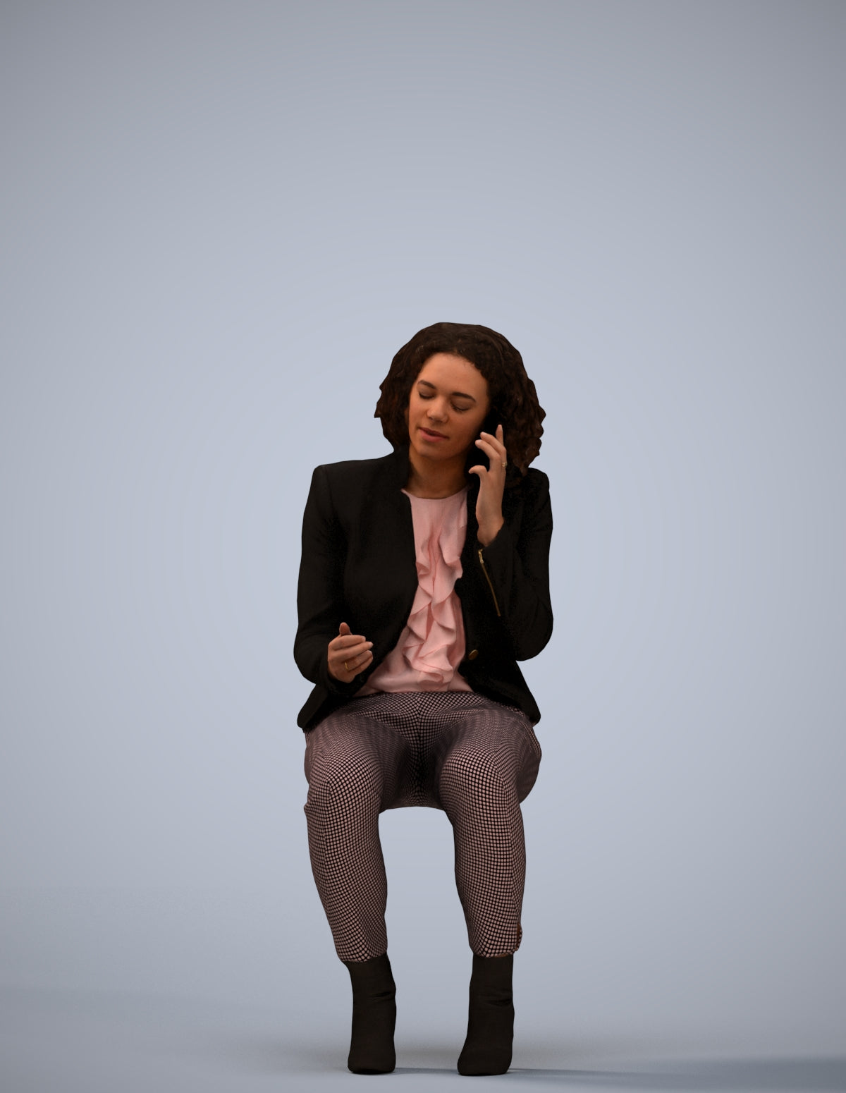 3D human model woman business, photogrammetry scanned person for archviz