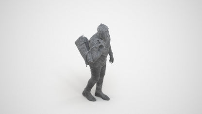 3D people model man casual walking, scanned human for 3ds Max rendering, wireframe three-quarter view