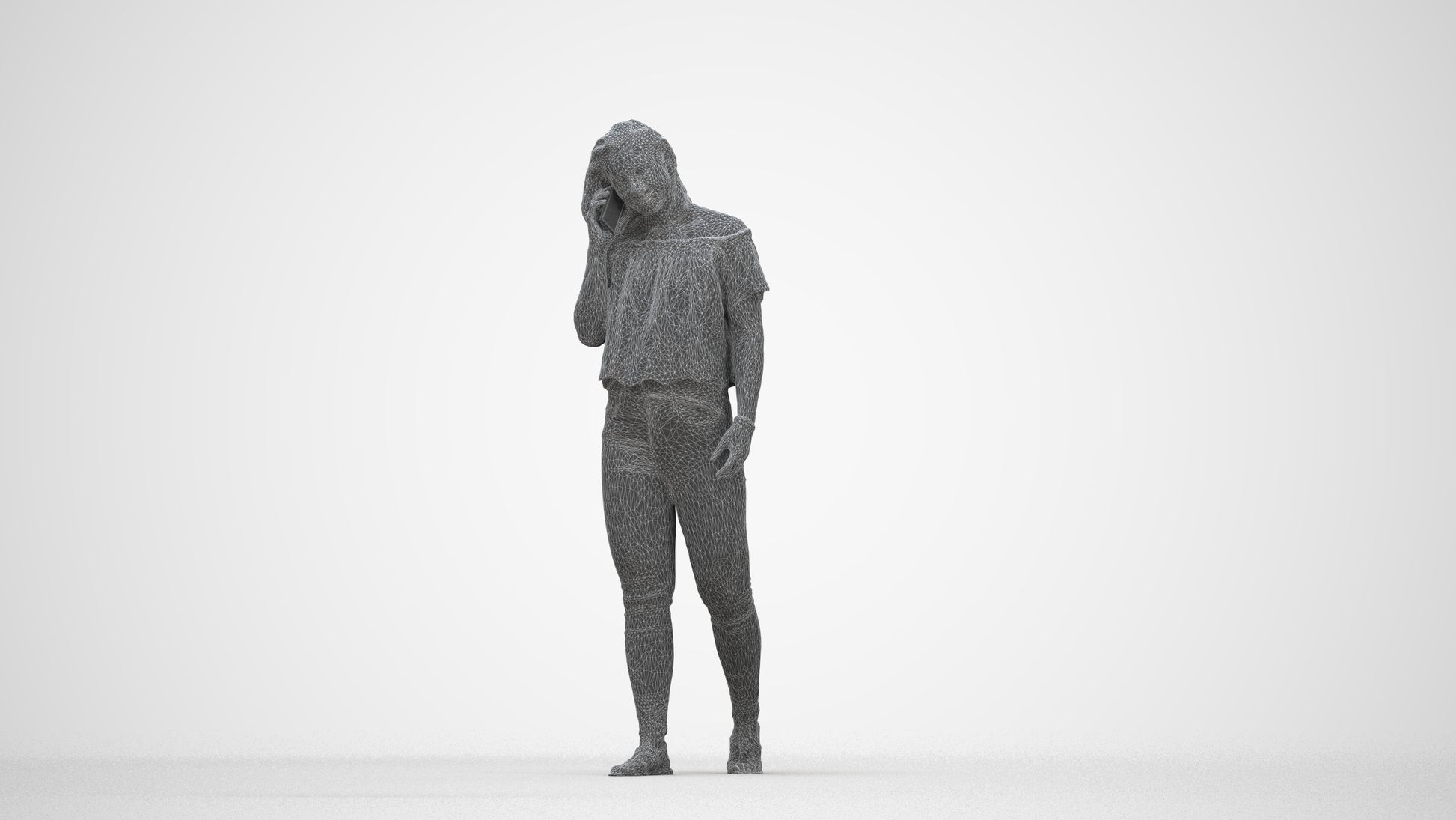 realistic 3D woman casual walking, scanned archviz people for Blender and 3ds Max, wireframe back view