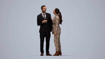 realistic 3D human woman formal business, archviz people FBX OBJ for Blender, top-down view render