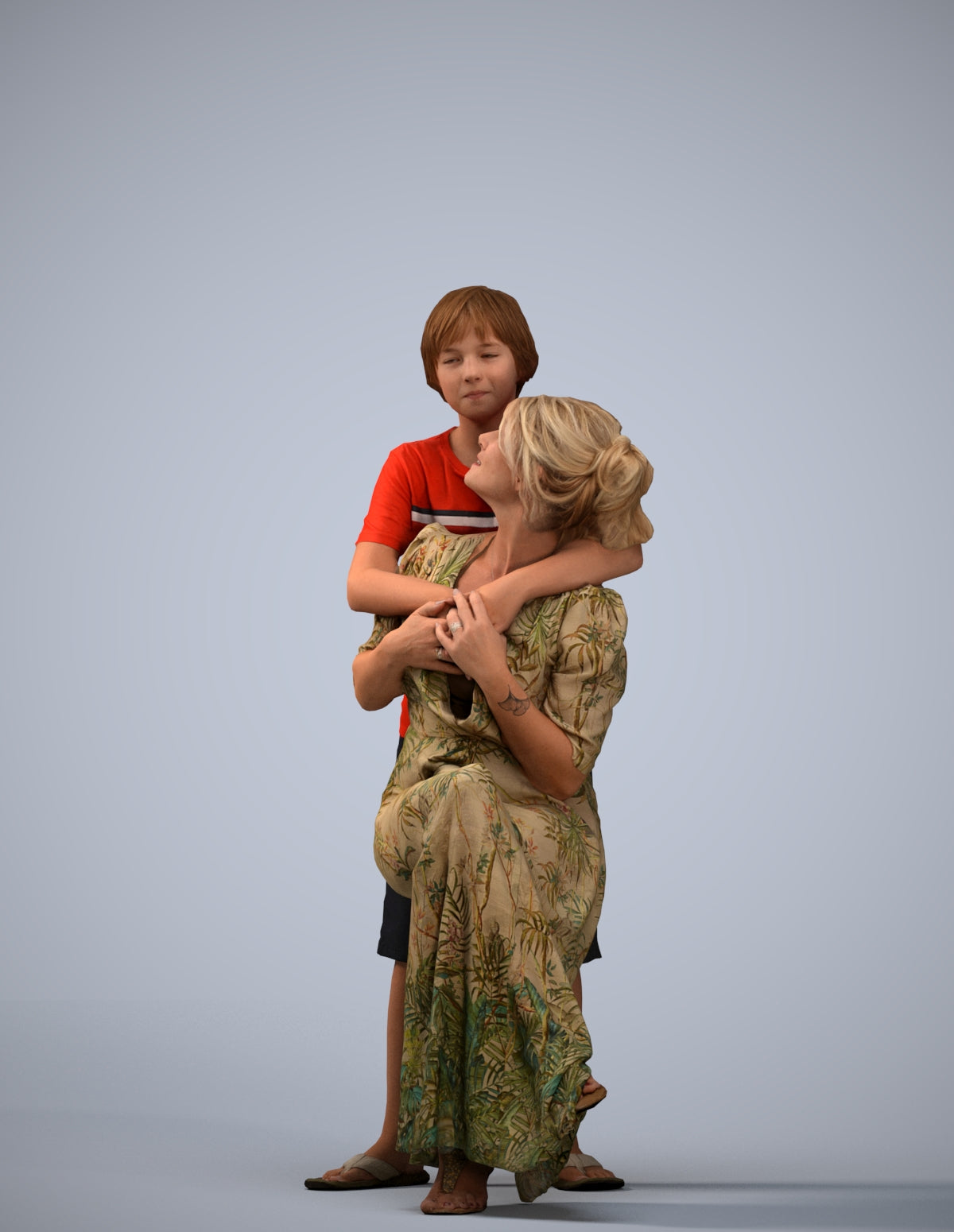 realistic 3D human girl casual kids, archviz people FBX OBJ for Blender