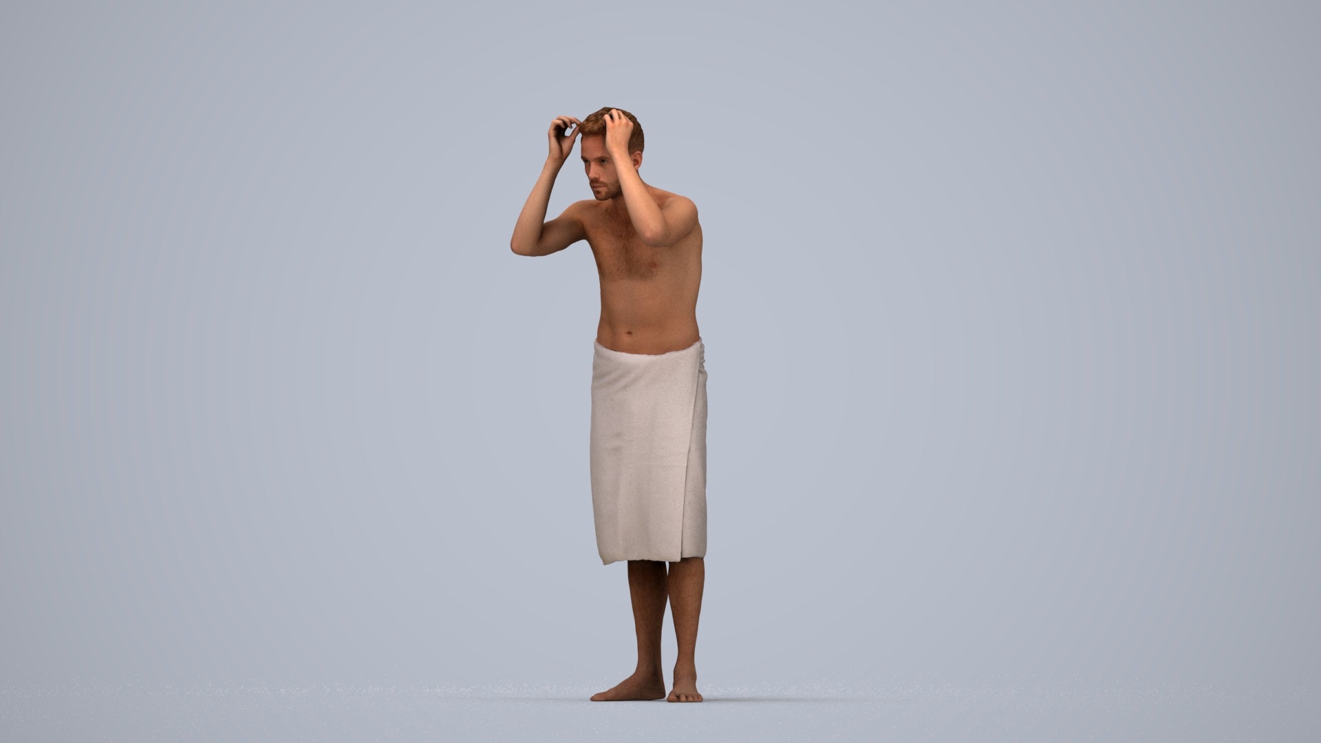 realistic 3D people man bathroom, render-ready for V-Ray and Corona, FBX OBJ, top-down view render
