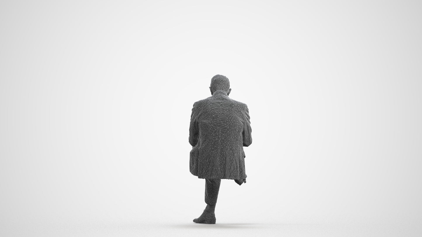 realistic 3D human senior man business, archviz people FBX OBJ for Blender, wireframe front view
