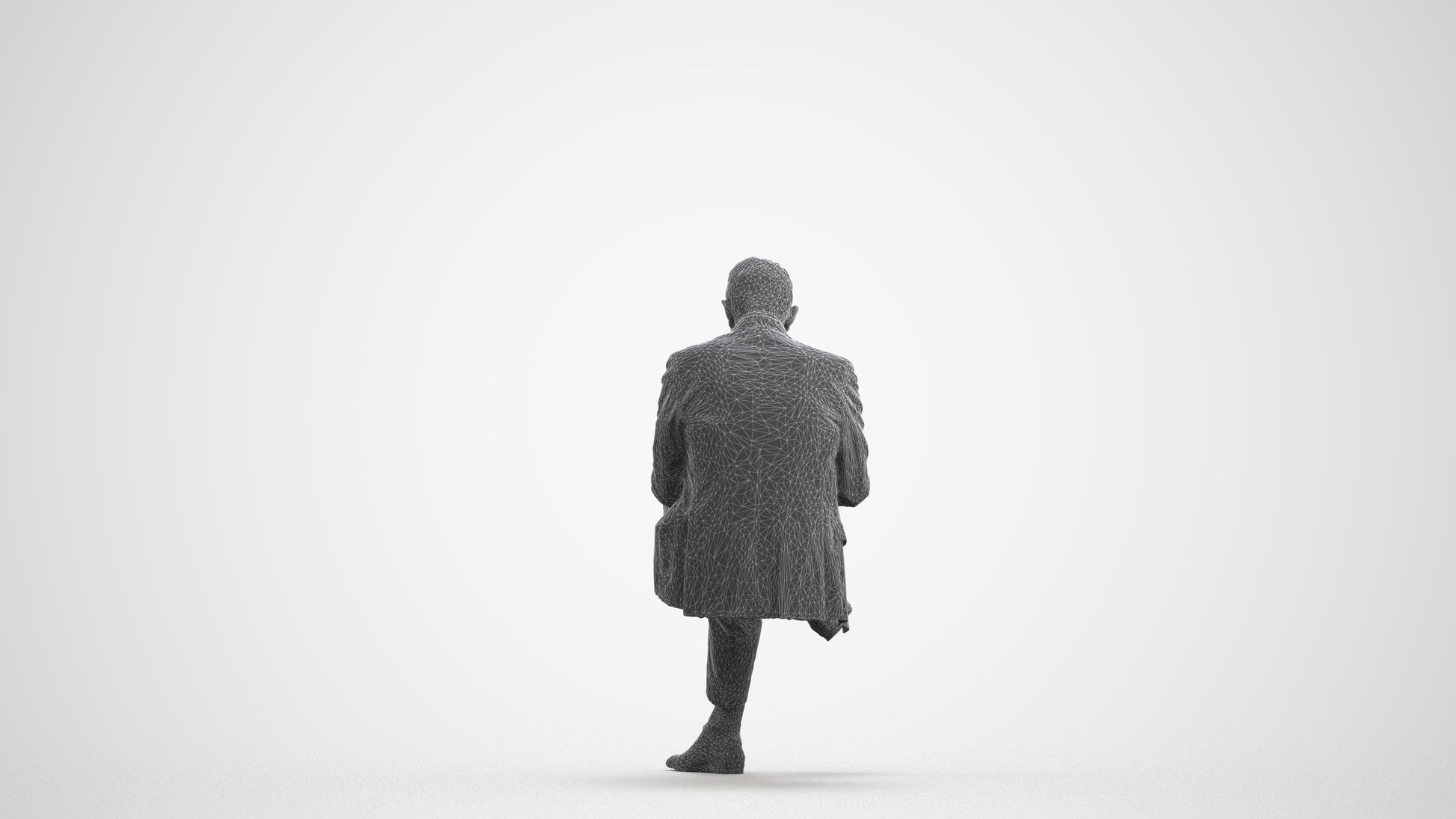 realistic 3D human senior man business, archviz people FBX OBJ for Blender, wireframe front view