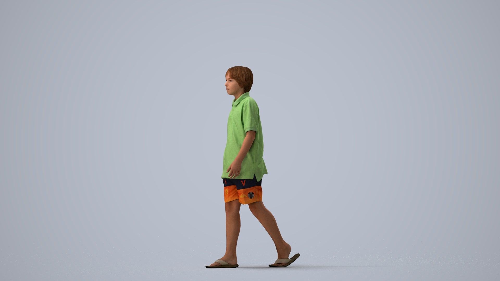 3D scanned boy kids, photorealistic archviz people for Enscape and SketchUp, three-quarter view render