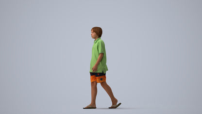 3D scanned boy kids, photorealistic archviz people for Enscape and SketchUp, three-quarter view render