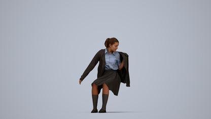 realistic 3D human girl kids, archviz people FBX OBJ for Blender, top-down view render