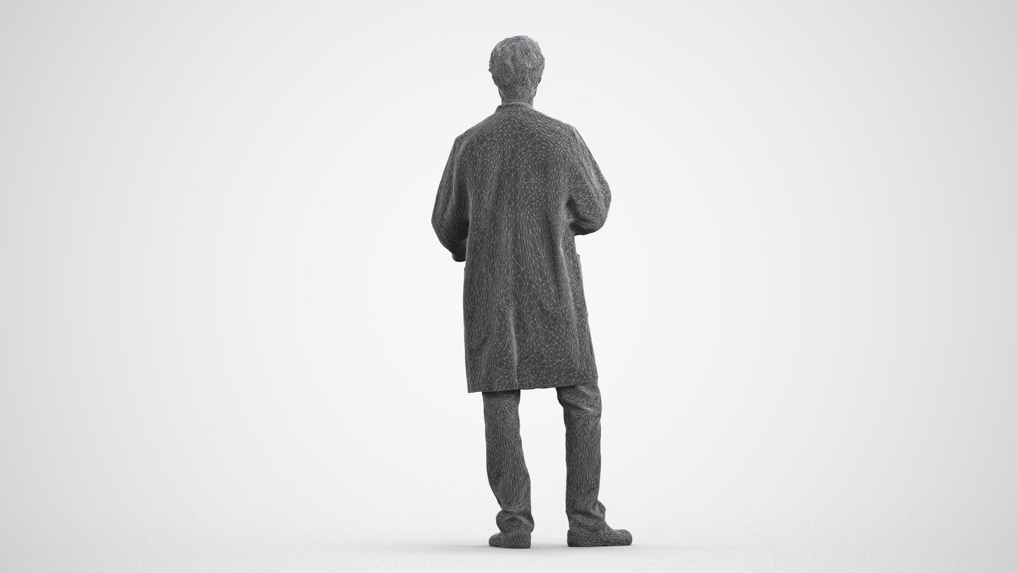 3D human model man medical, photogrammetry scanned person for archviz, wireframe front view
