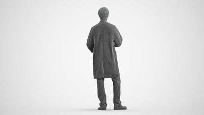 3D human model man medical, photogrammetry scanned person for archviz, wireframe front view