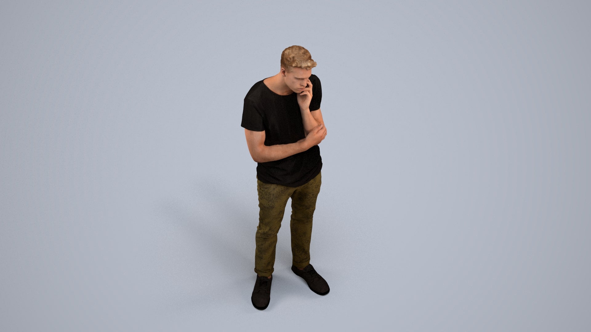 photogrammetry 3D man casual standing, realistic human model archviz FBX, back view render