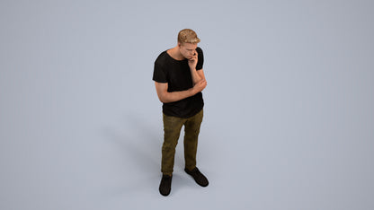 photogrammetry 3D man casual standing, realistic human model archviz FBX, back view render