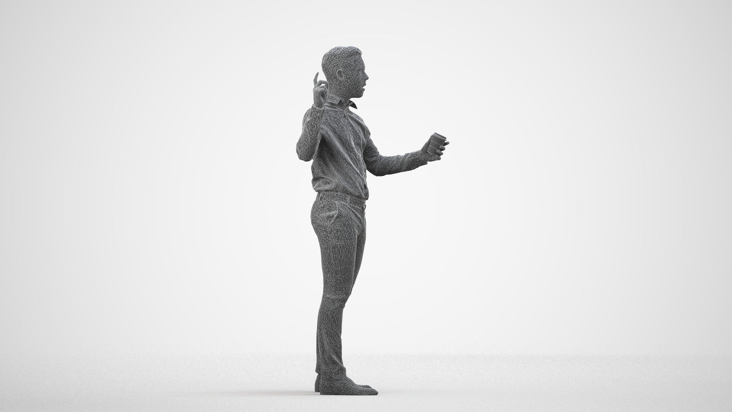 realistic 3D boy kids, scanned archviz people for Blender and 3ds Max, wireframe side view