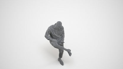 realistic 3D human man business, archviz people FBX OBJ for Blender, wireframe three-quarter view