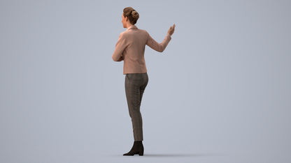 photogrammetry 3D woman business standing, realistic human model archviz FBX, three-quarter view render