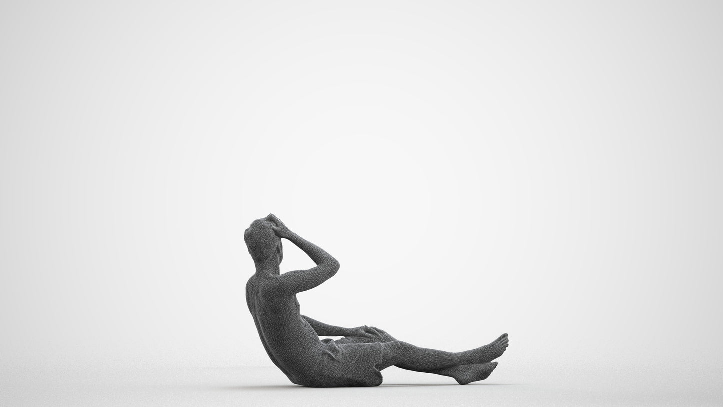 realistic 3D man pool, scanned archviz people for Blender and 3ds Max, wireframe front view