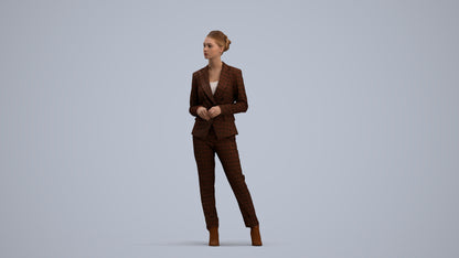 realistic 3D human woman business standing, archviz people FBX OBJ for Blender, standing pose render