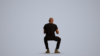 realistic 3D people man casual sitting, render-ready for V-Ray and Corona, FBX OBJ, front view render