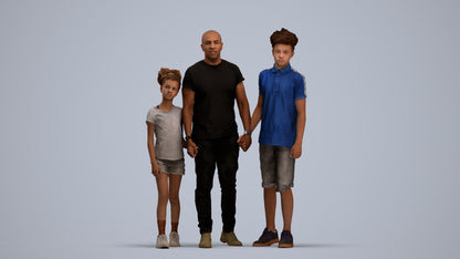 realistic 3D human girl casual kids, archviz people FBX OBJ for Blender, standing pose render
