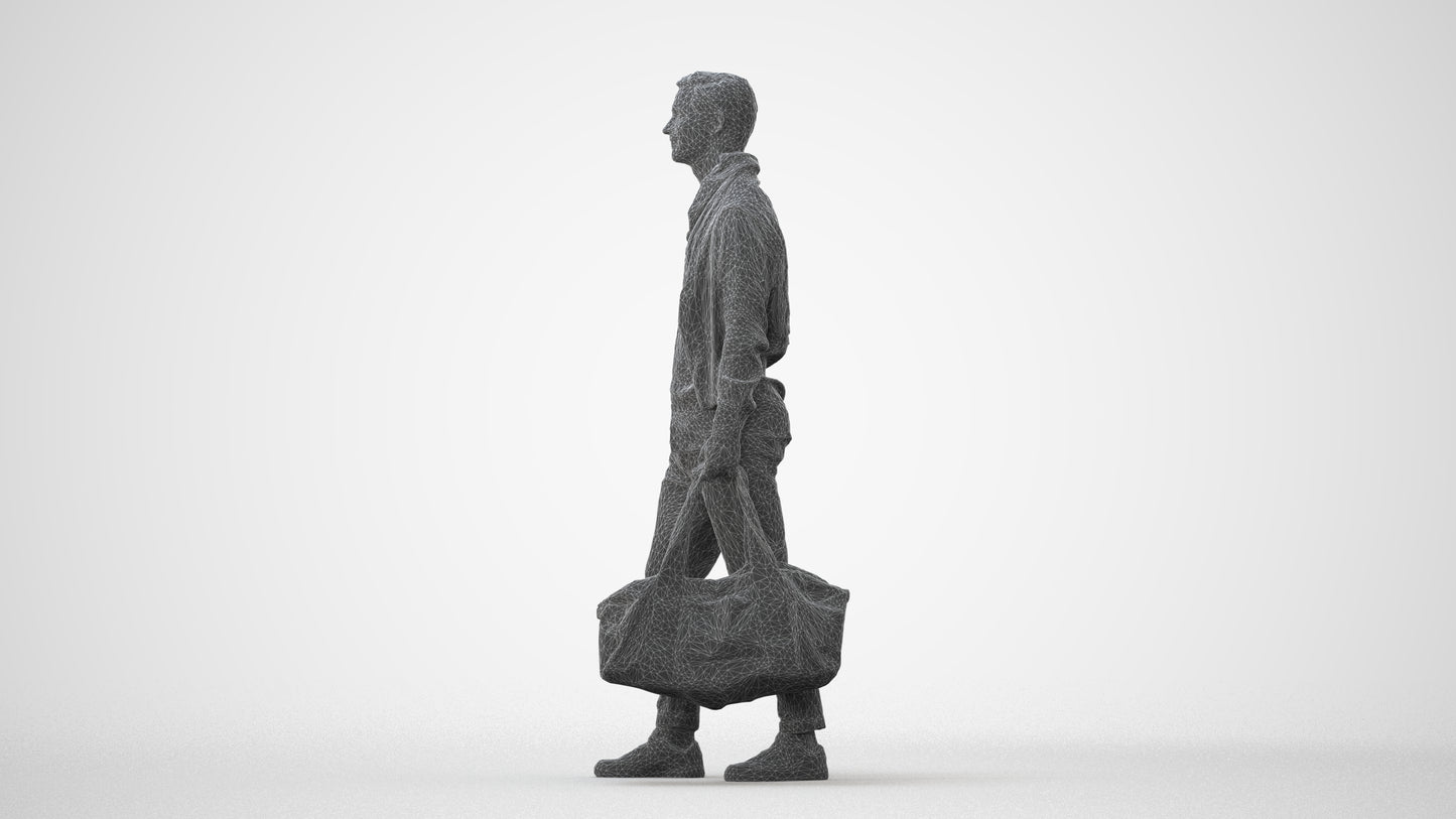realistic 3D man casual walking, scanned archviz people for Blender and 3ds Max, square thumbnail