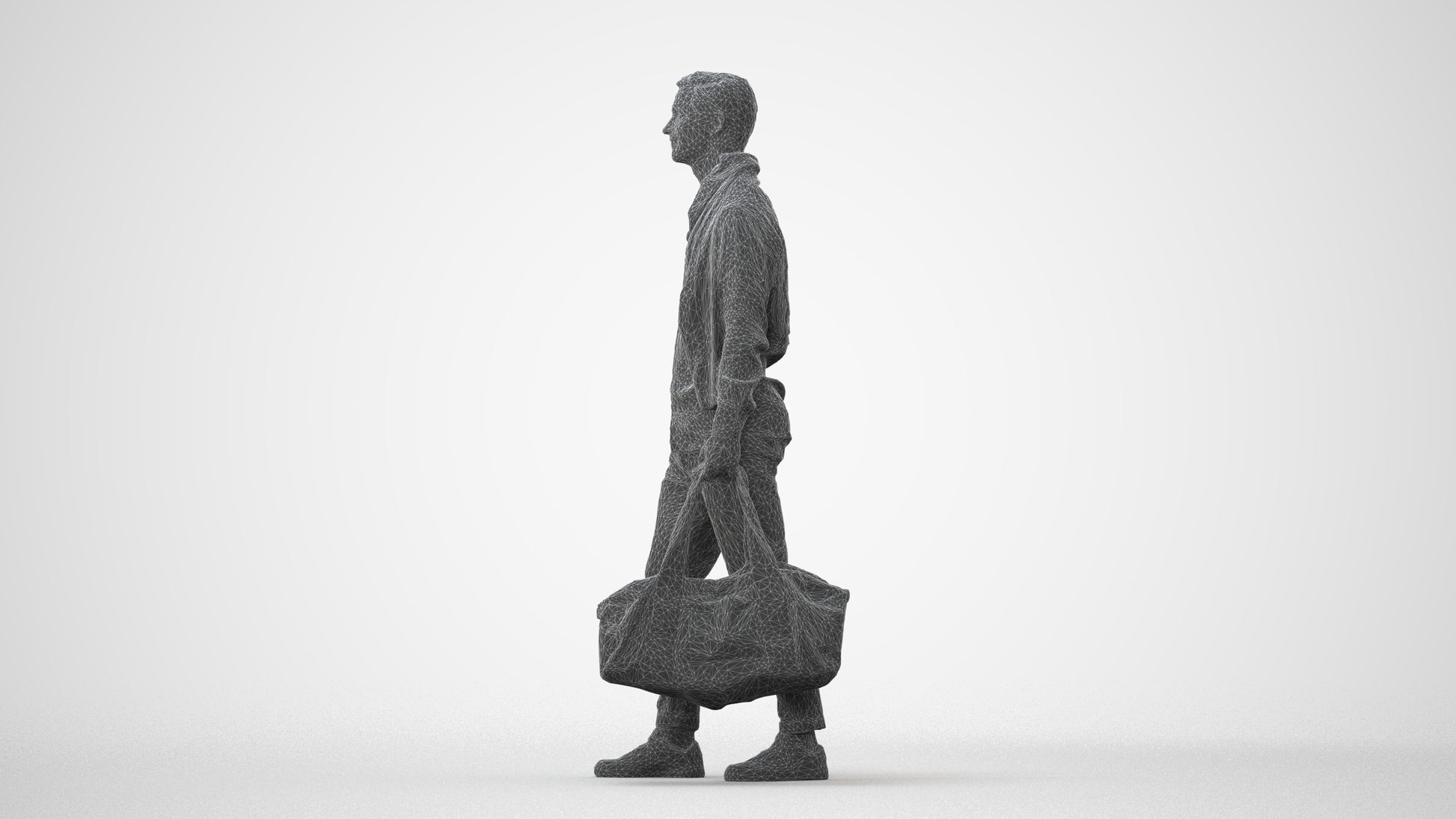 realistic 3D man casual walking, scanned archviz people for Blender and 3ds Max, square thumbnail